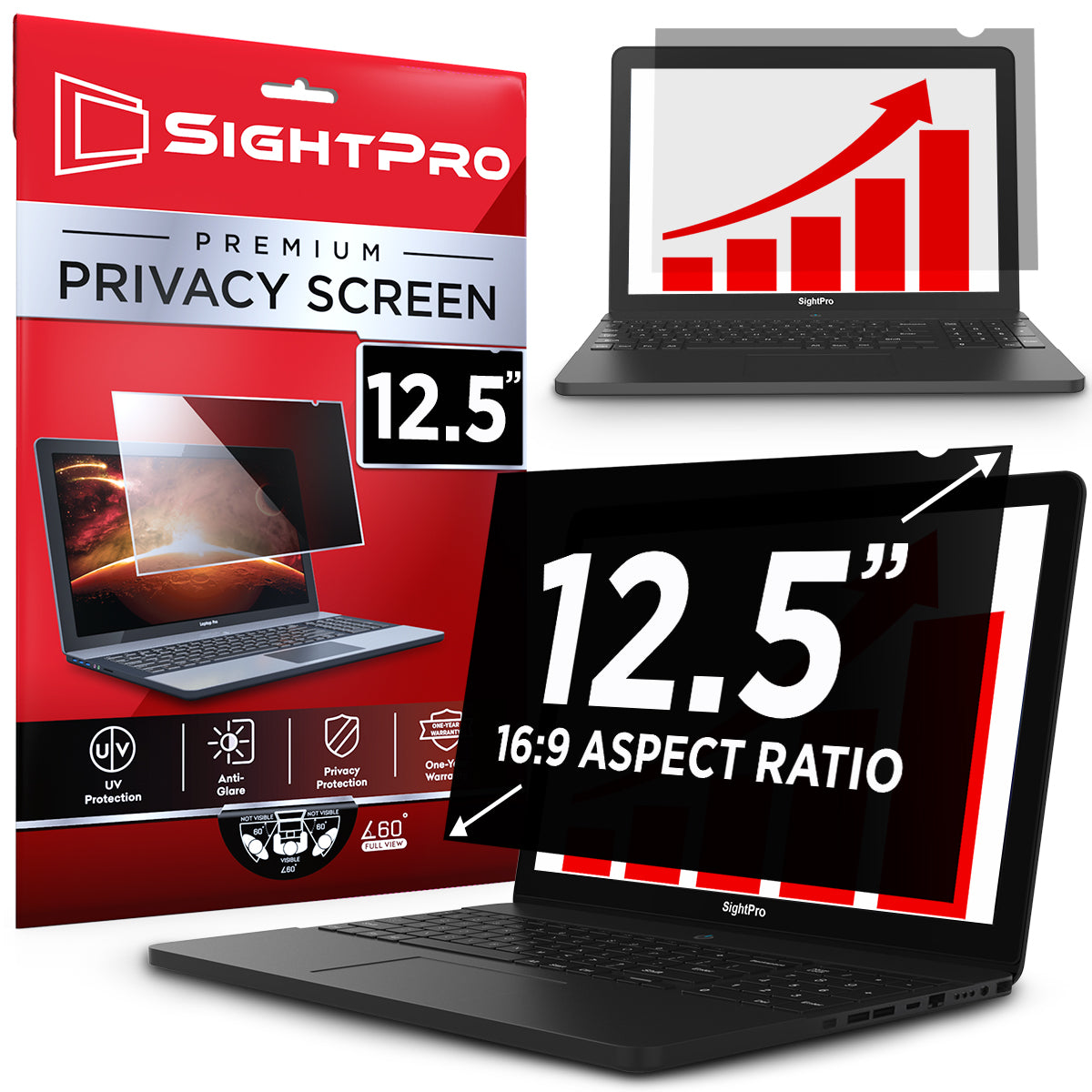 SightPro 12.5 Inch 16:9 Privacy Screen Filter for Laptops