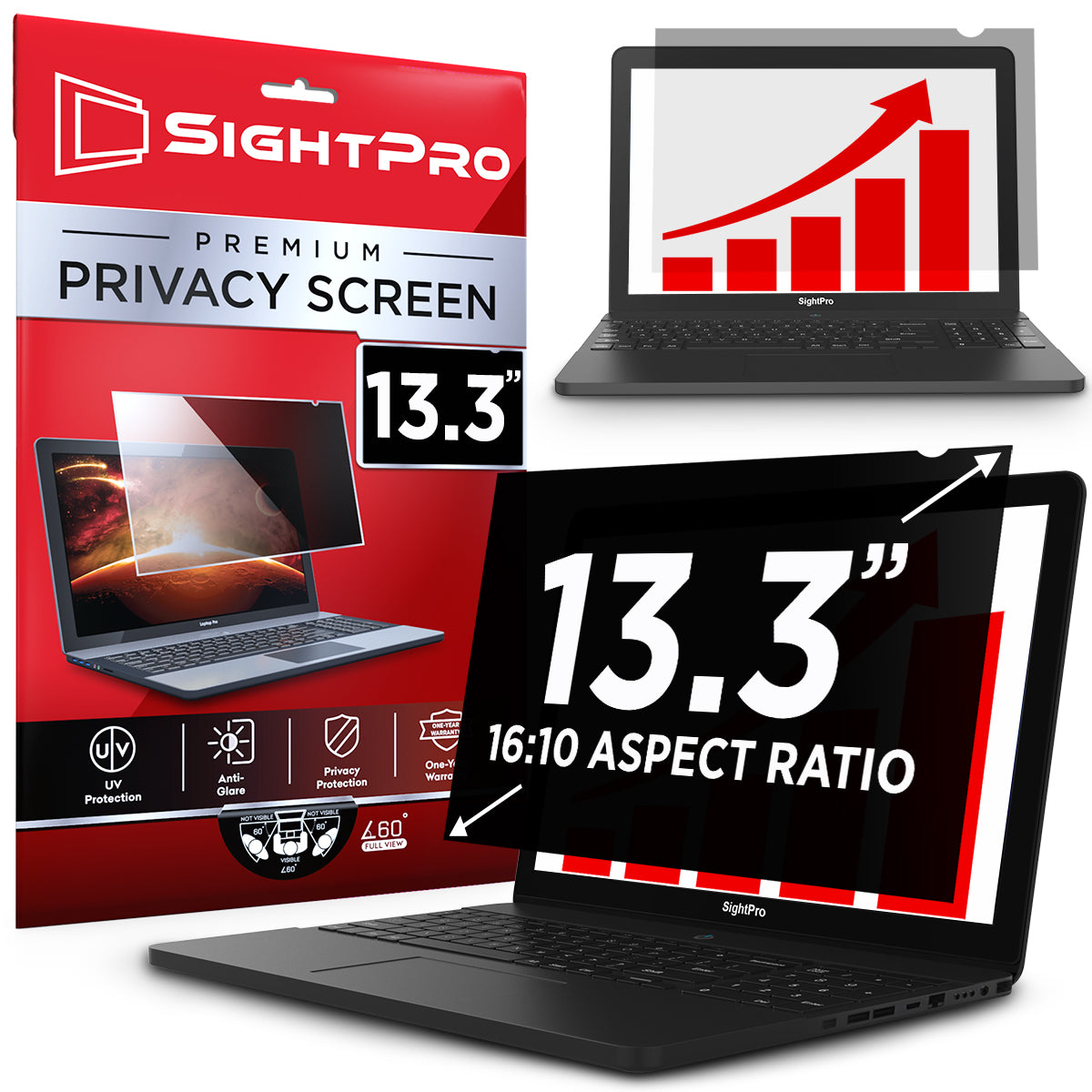 SightPro 13.3 Inch 16:10 Privacy Screen Filter for Laptops