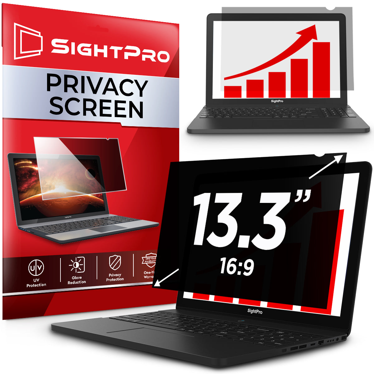 SightPro 13.3 Inch 16:9 Privacy Screen Filter for Laptops