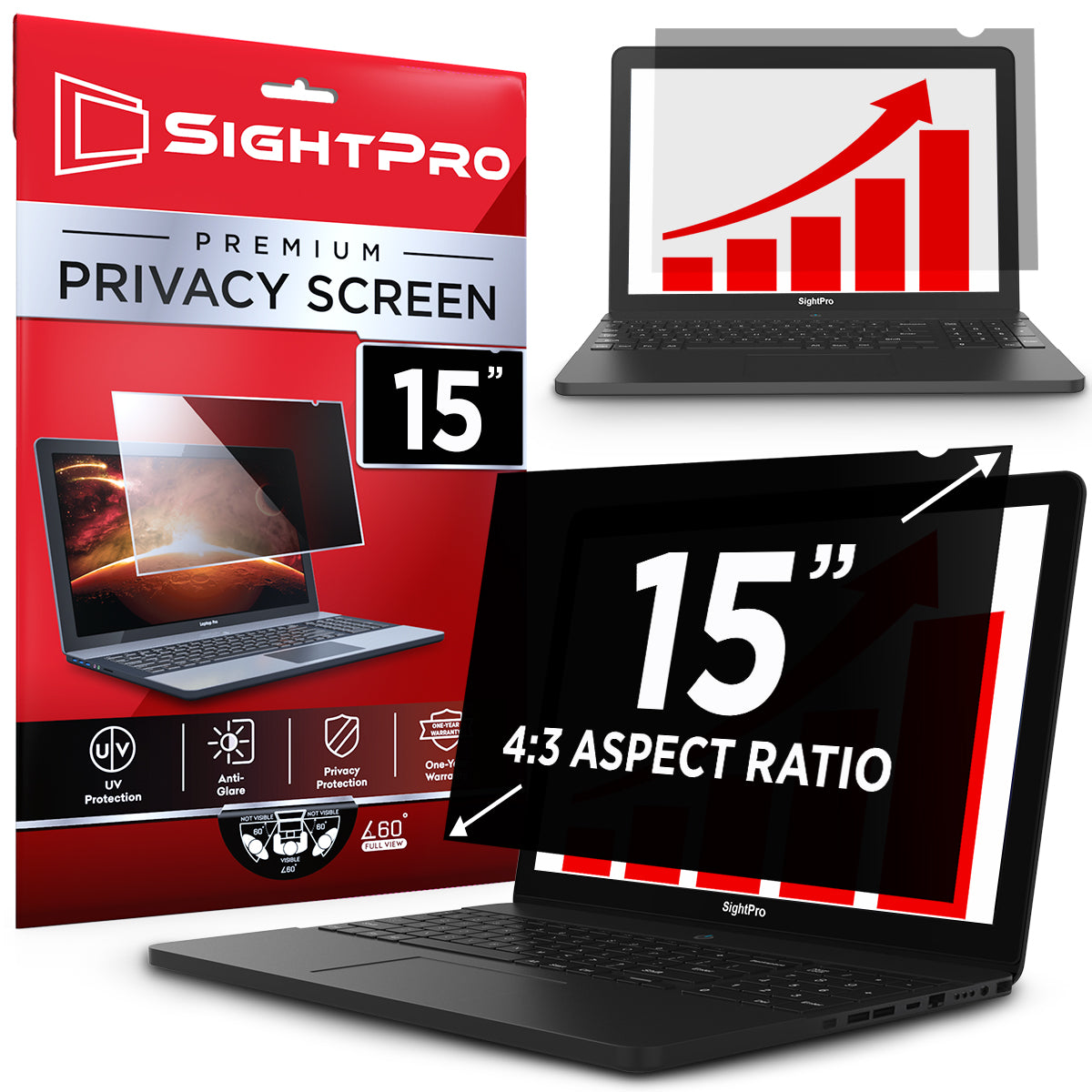 SightPro 15 Inch 4:3 Privacy Screen Filter for Laptops