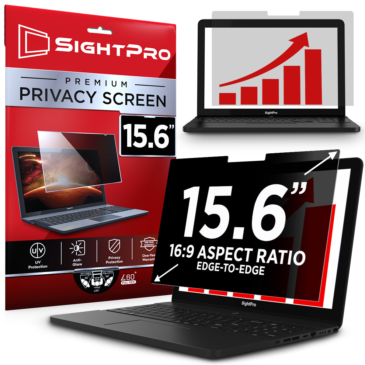 SightPro 15.6 Inch 16:9 Edge-to-Edge Privacy Screen Filter for Laptops