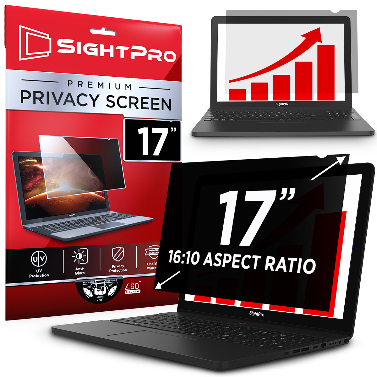 SightPro 17 Inch 16:10 Privacy Screen Filter for Laptops