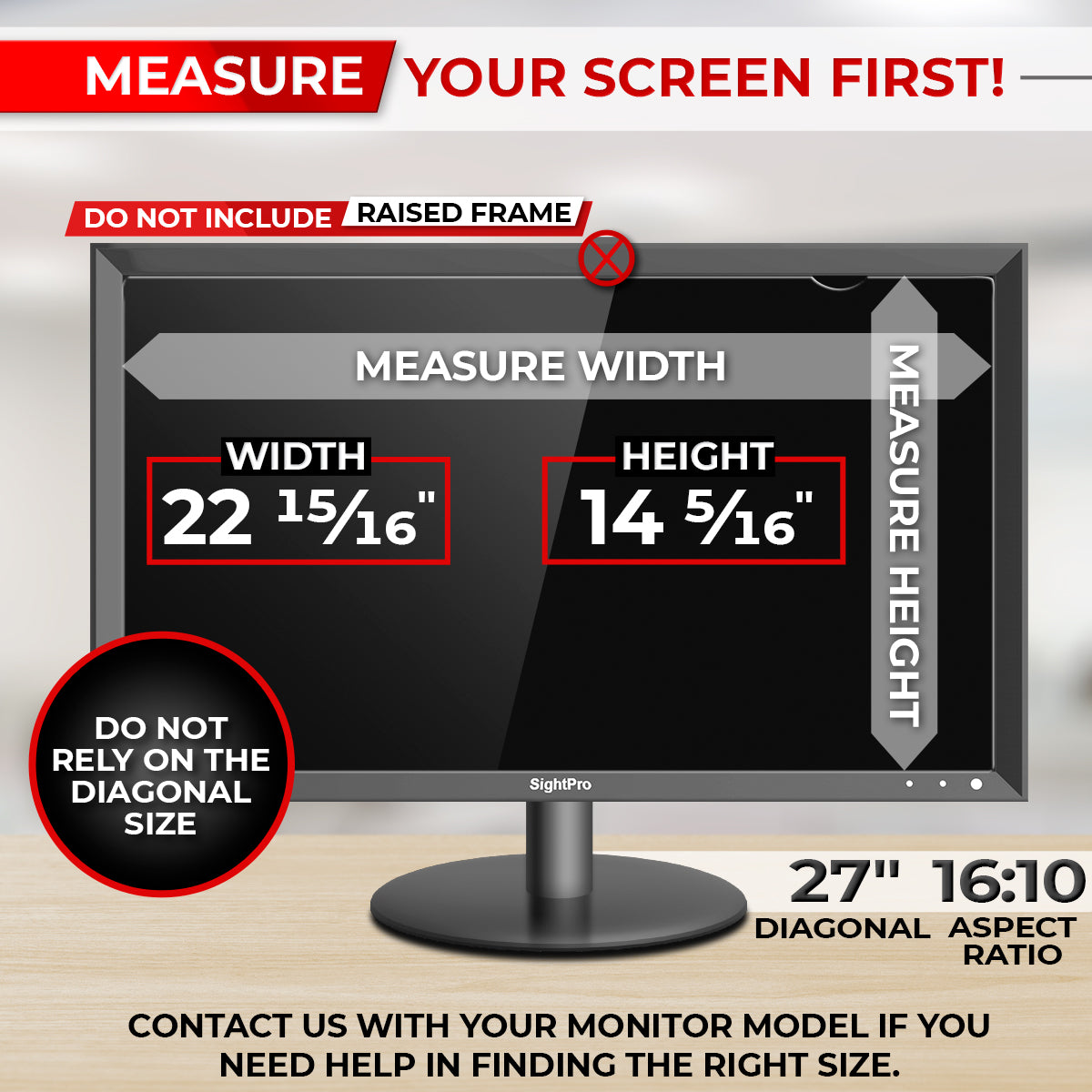 Computer Monitor Privacy Screen Filter 27 Inch 16:10 Measurements