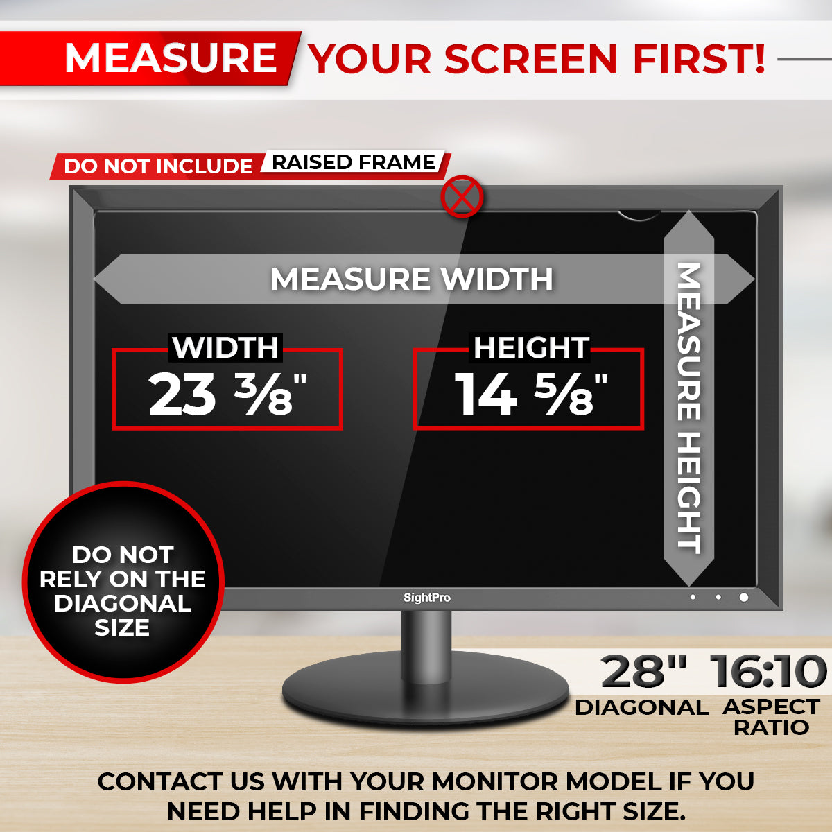 Computer Monitor Privacy Screen Filter 28 Inch 16:10 Measurements