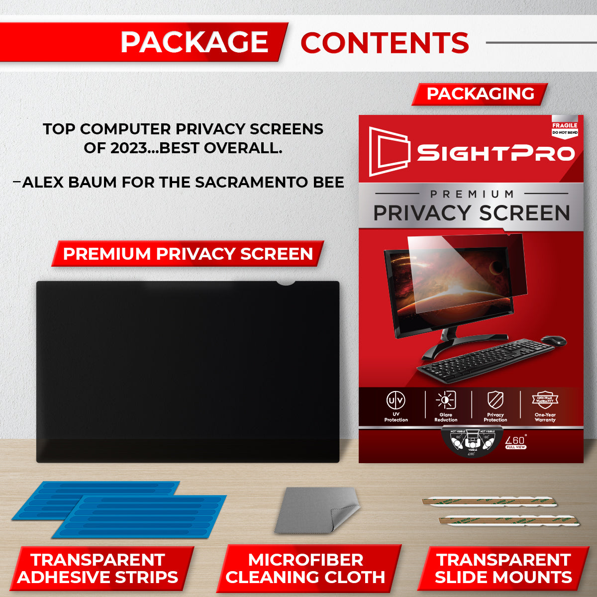 SightPro 18.5 Inch 16:9 Privacy Screen Filter for Computer Monitors