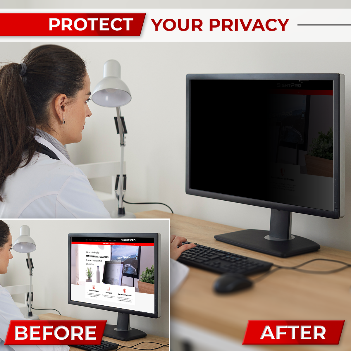 SightPro 26 Inch 16:10 Privacy Screen Filter for Computer Monitors