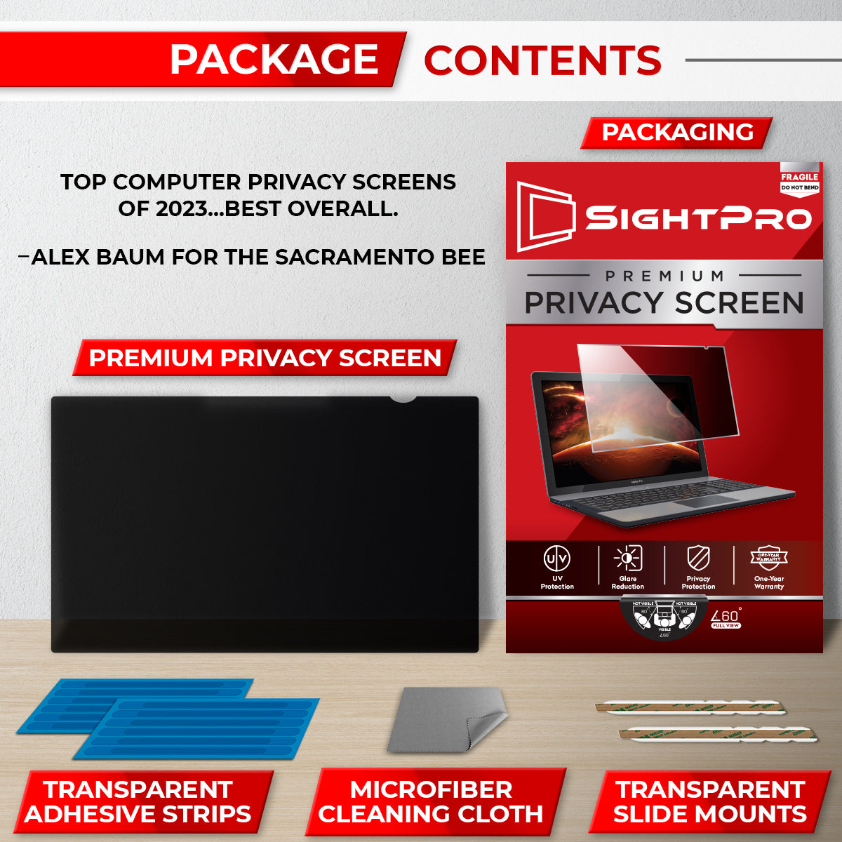 SightPro 14 Inch 16:9 Edge-to-Edge Privacy Screen Filter for Laptops
