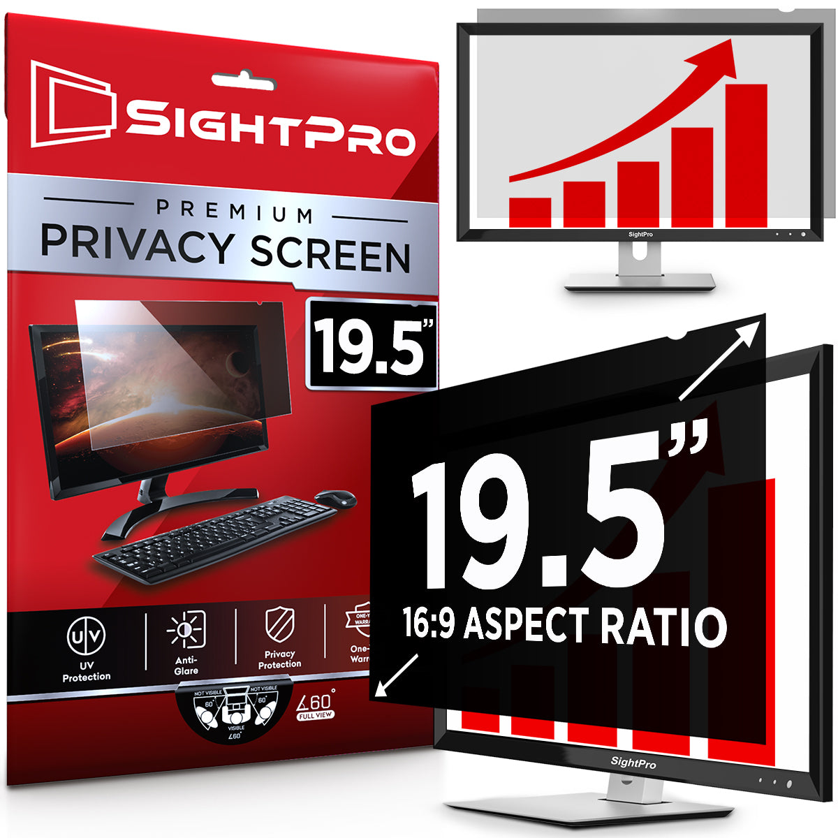 SightPro 19.5 Inch 16:9 Privacy Screen Filter for Computer Monitors
