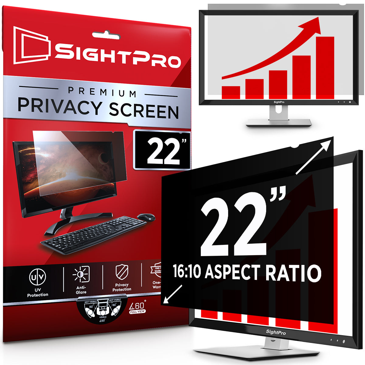 SightPro 22 Inch 16:10 Privacy Screen Filter for Computer Monitors