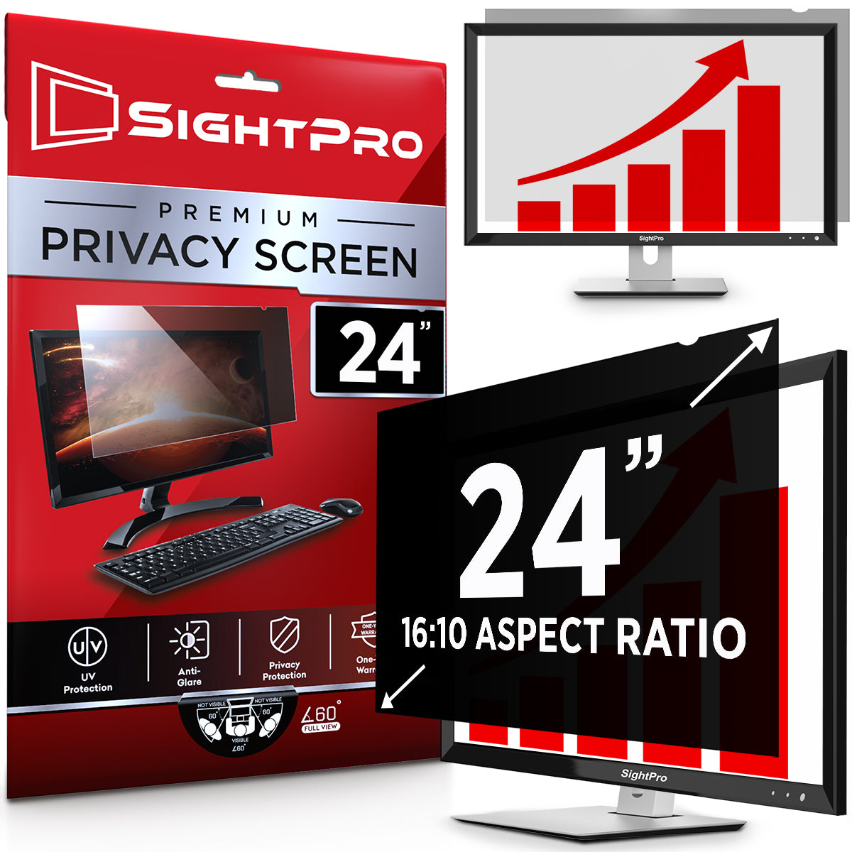 SightPro 24 Inch 16:10 Privacy Screen Filter for Computer Monitors